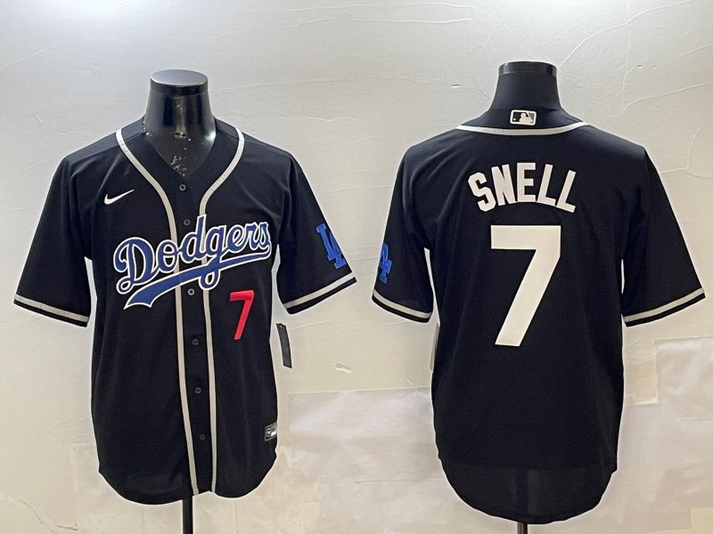Men Los Angeles Dodgers #7 Snell Black Fashion Game 2025 Nike MLB Jersey style 7